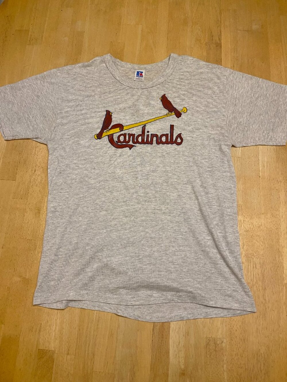 Vintage St Louis Cardinals Birds on Bat T Shirt Russell Athletic USA Mens L